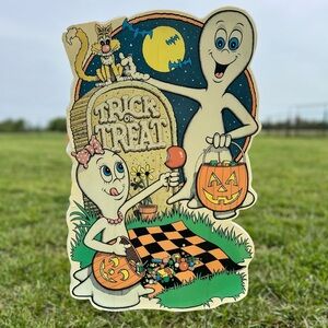 Vintage Halloween Yard Art And Stake Sign Window Cling